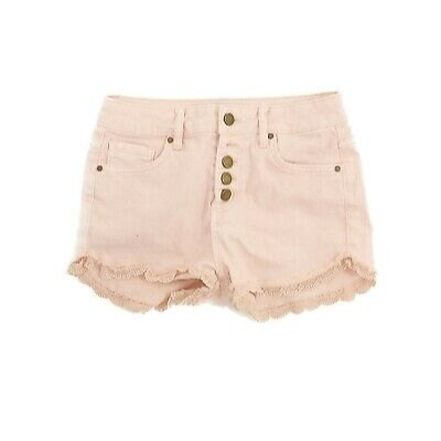 Love Fire Juniors Cutoff Shorts Size 3 Button Fly Crochet Pink Denim B73